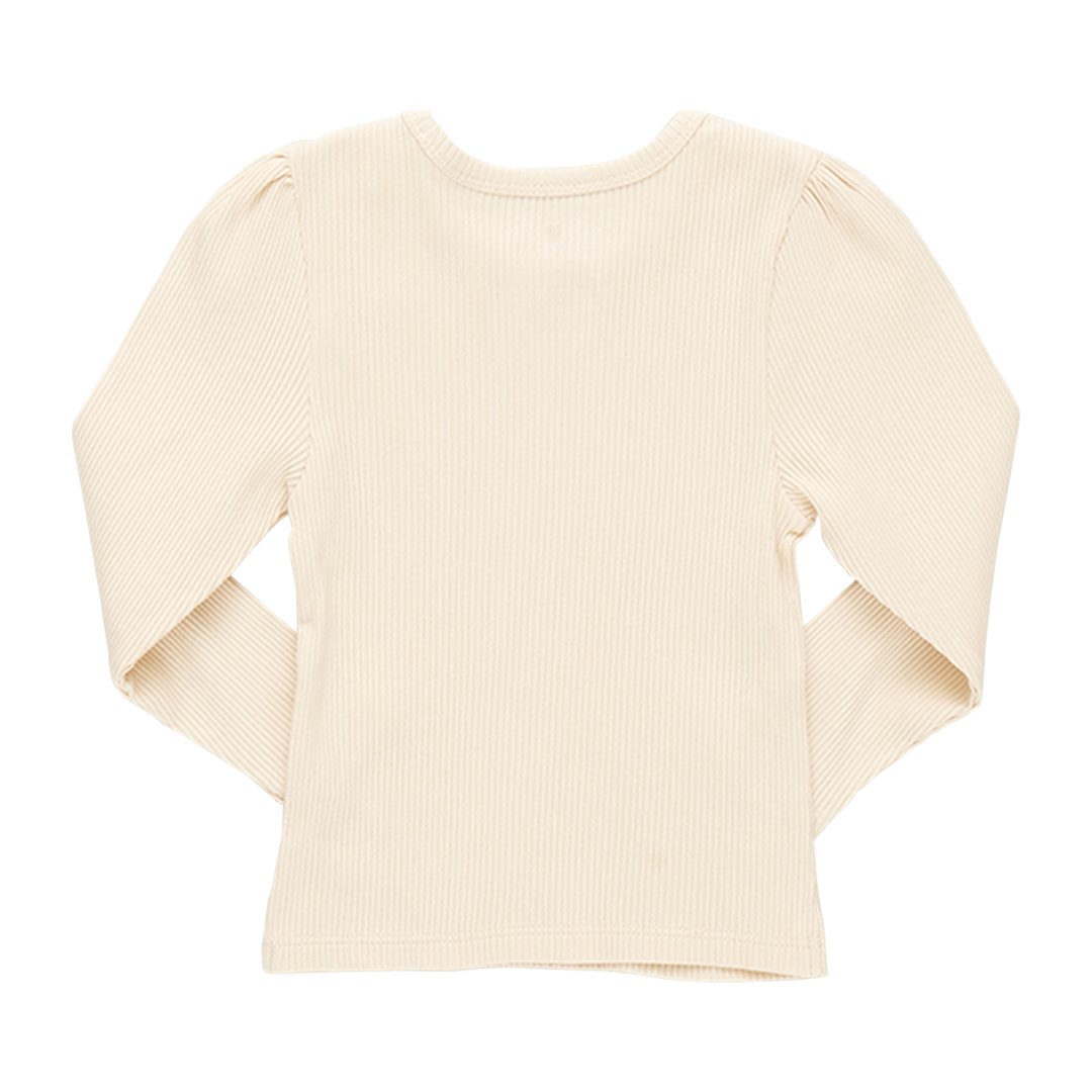 Girls Organic Camella Rib Top - Antique White