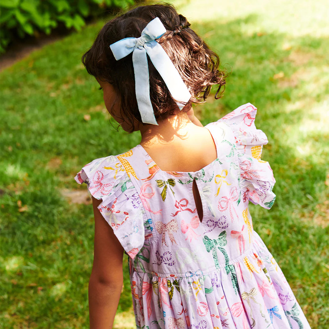 Girls Elsie Dress - Lavender Watercolor Bows