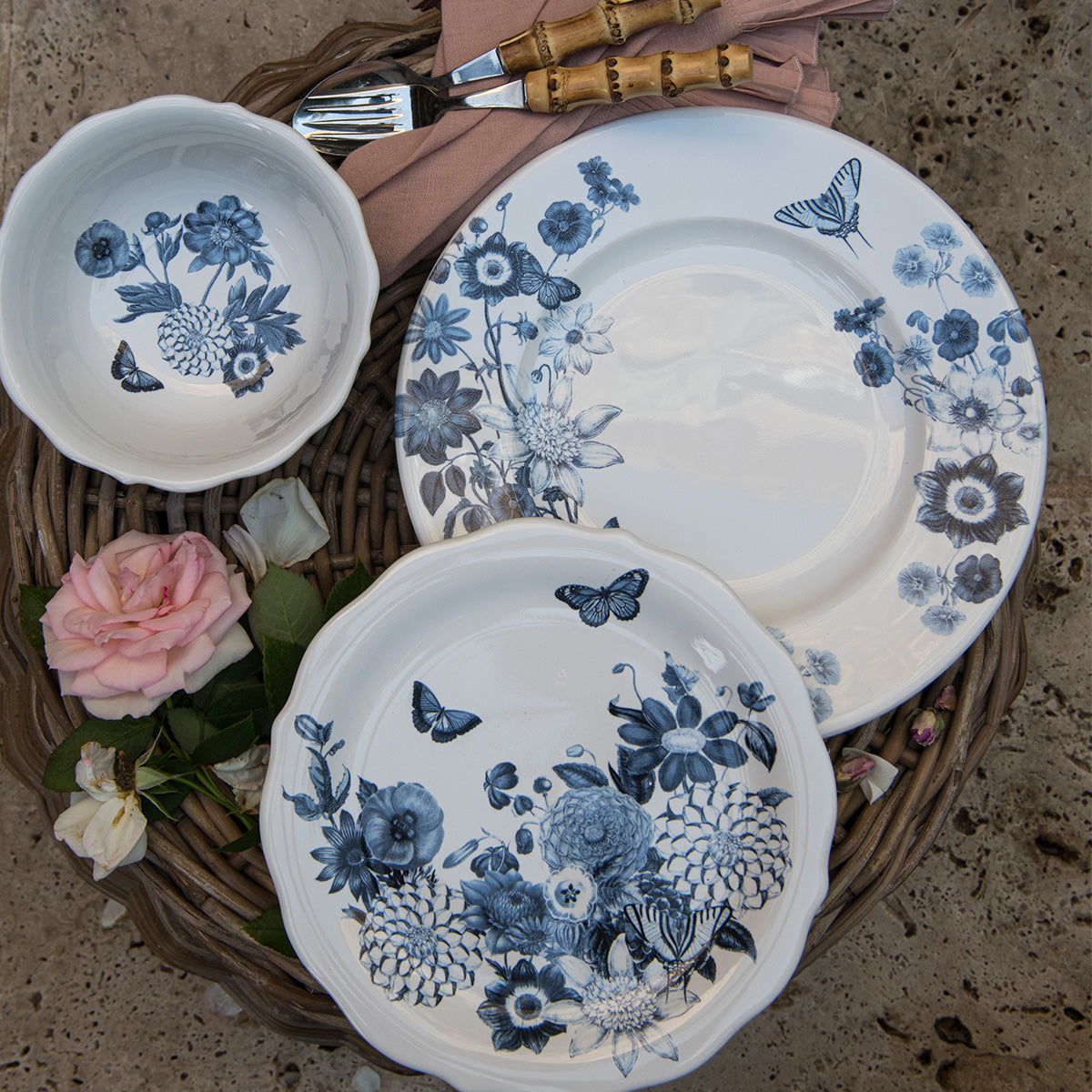 Field of Flowers Chambray Cereal/Ice Cream Bowl