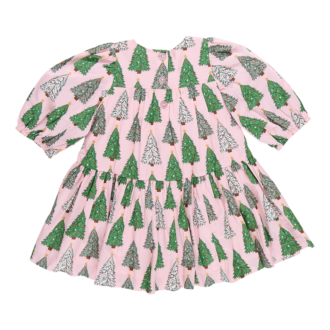 Girls Fiona Dress - Pink Trees