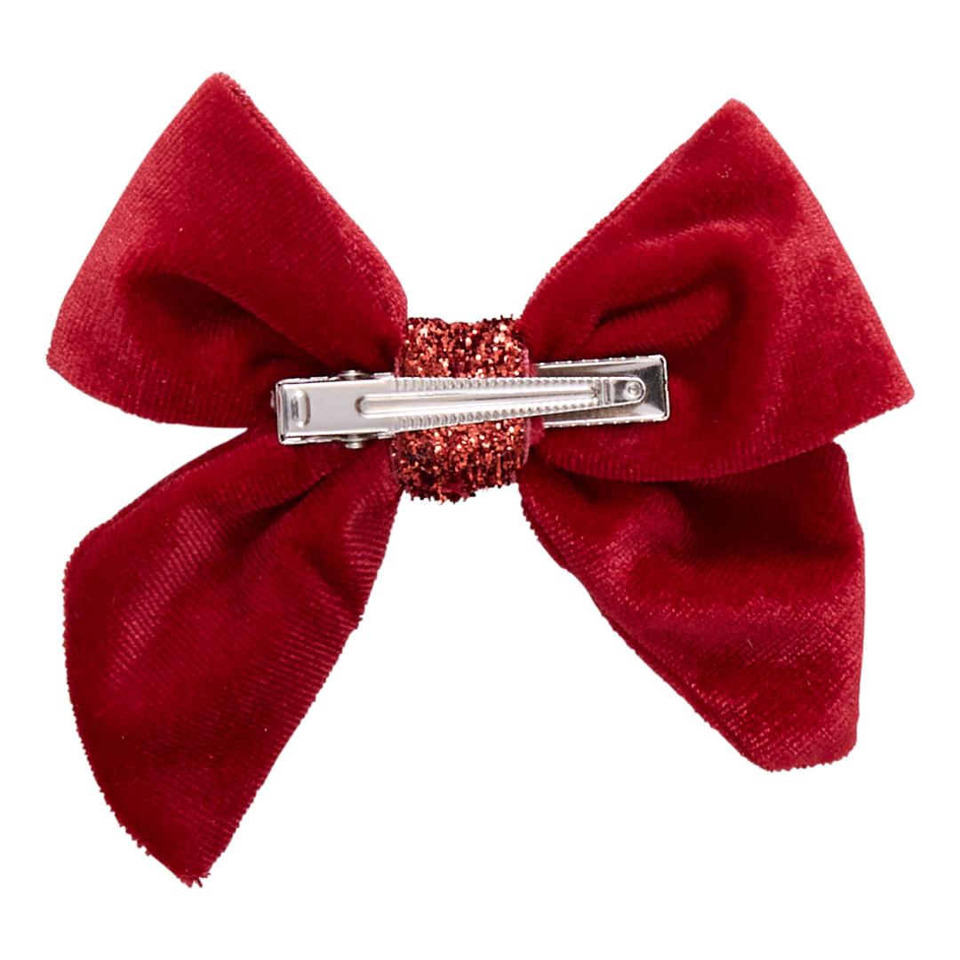 Girls Velour Bow - Red