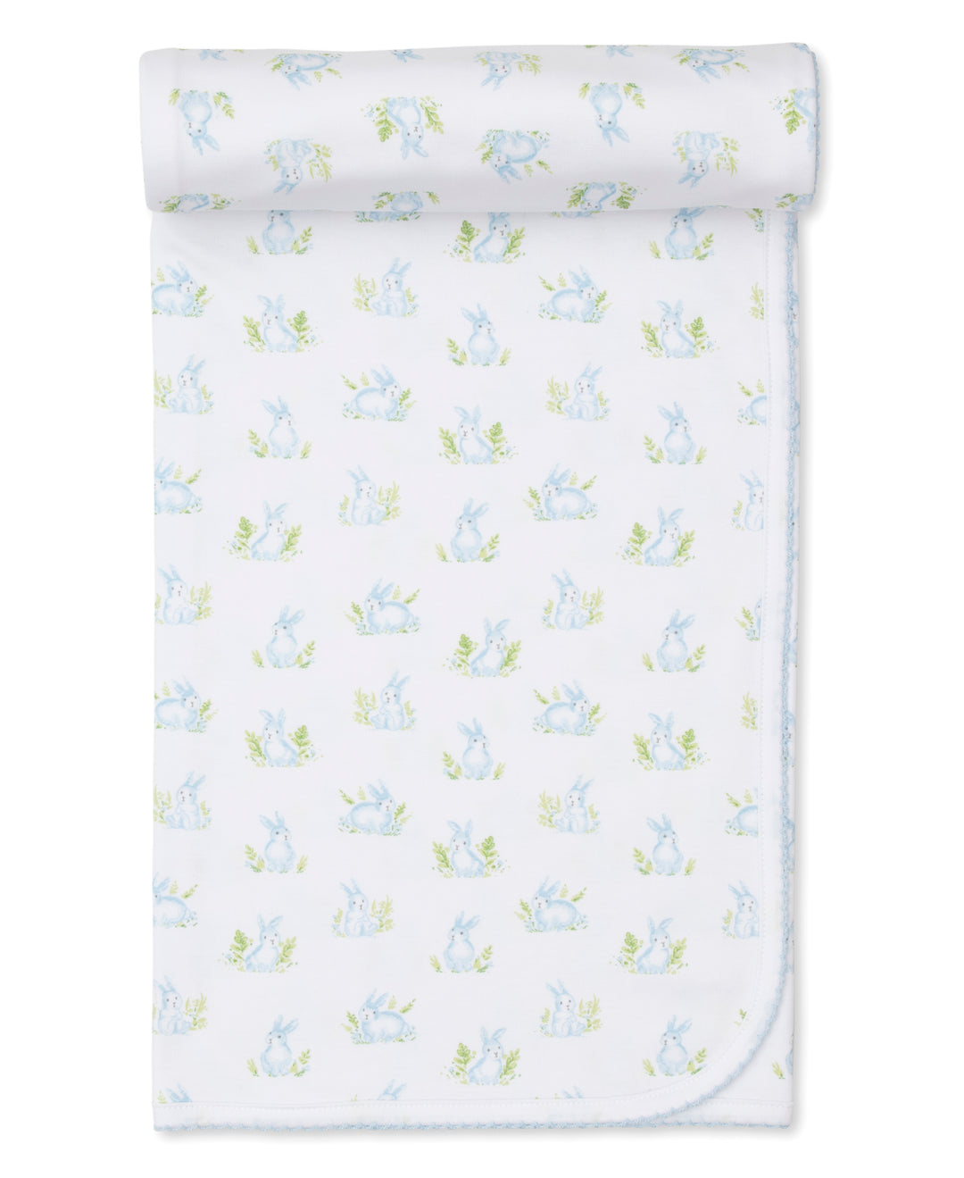 Cottontail Hollows: Light Blue Bunnies Print Blanket