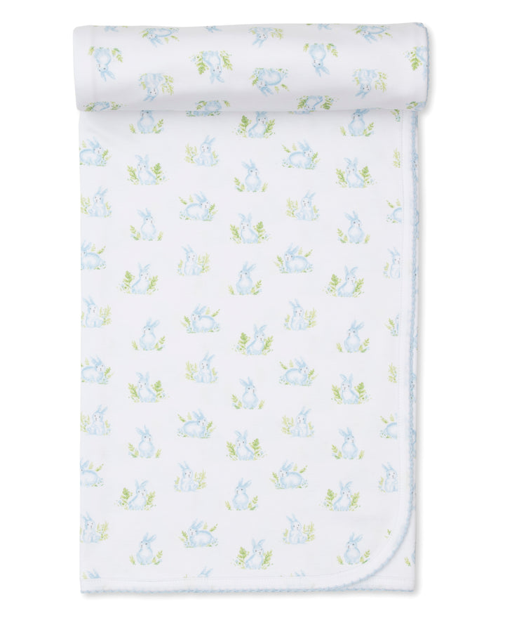 Cottontail Hollows: Light Blue Bunnies Print Blanket