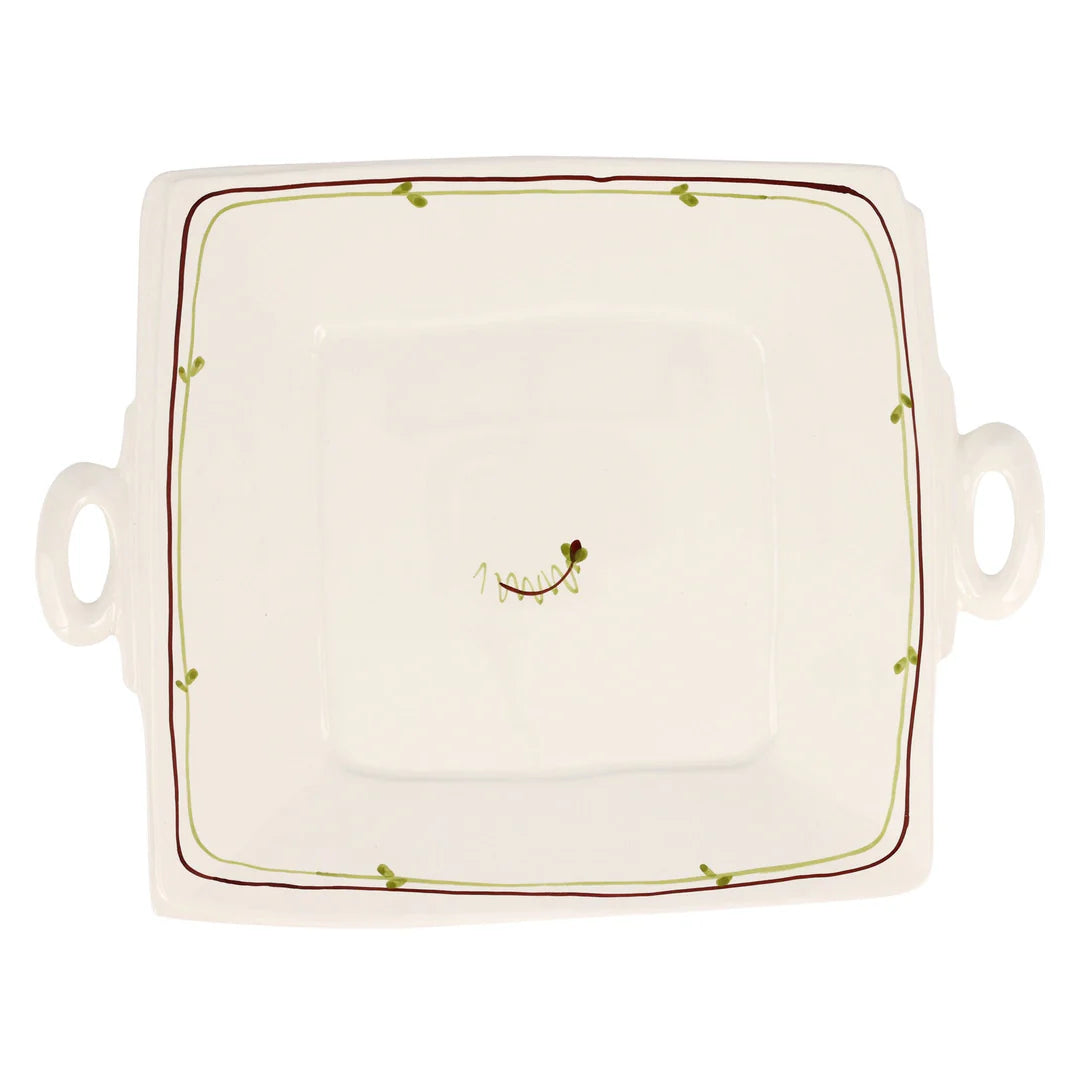 Lastra Fiori Di Bosco Handled Square Platter