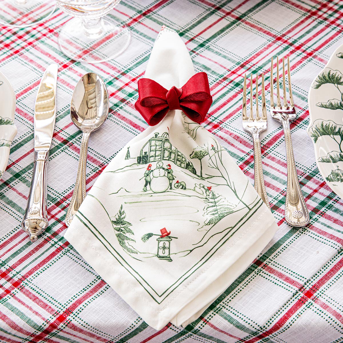 Country Estate Winter Frolic Napkin - Evergreen