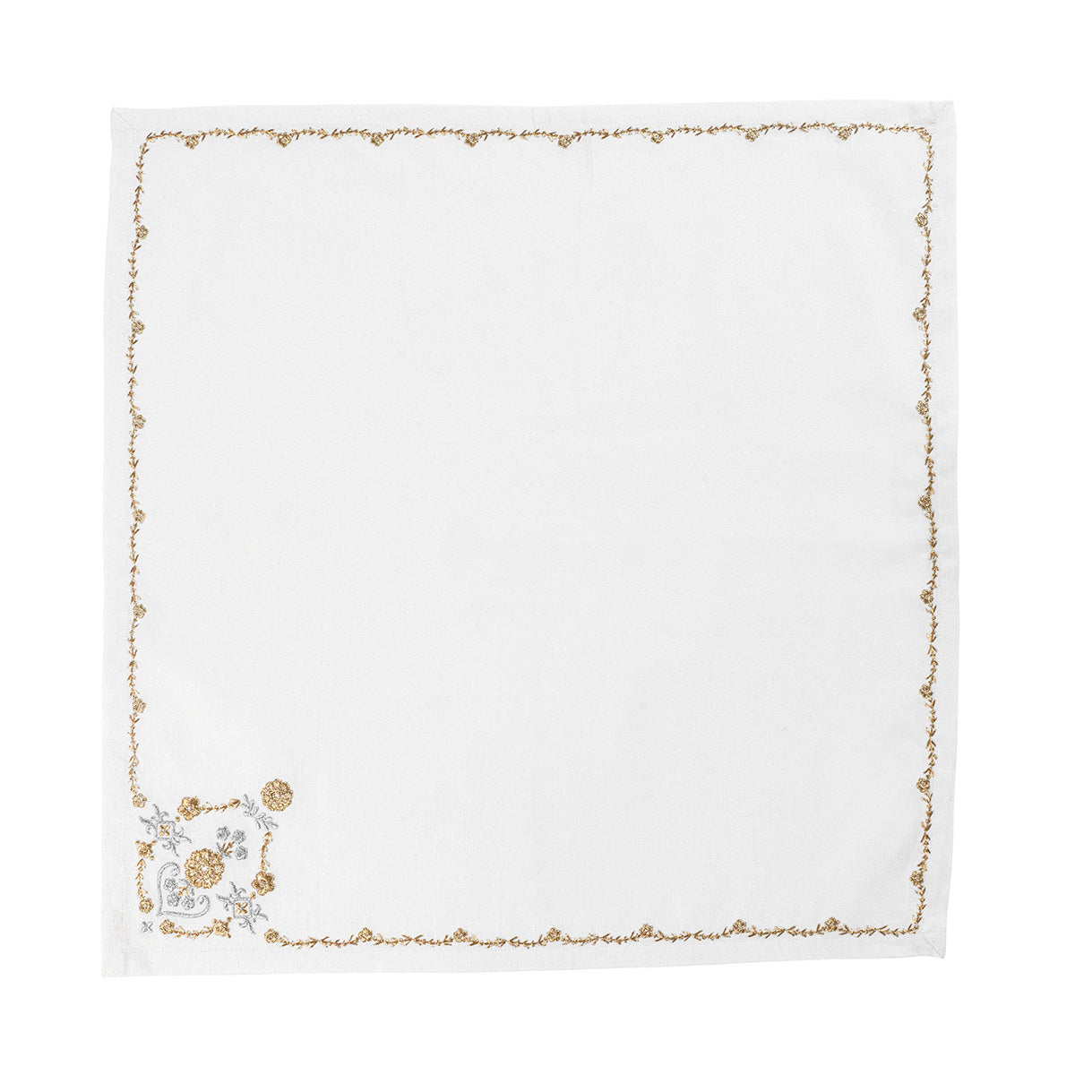 Heidi Embroidered Napkin- Gold/Silver