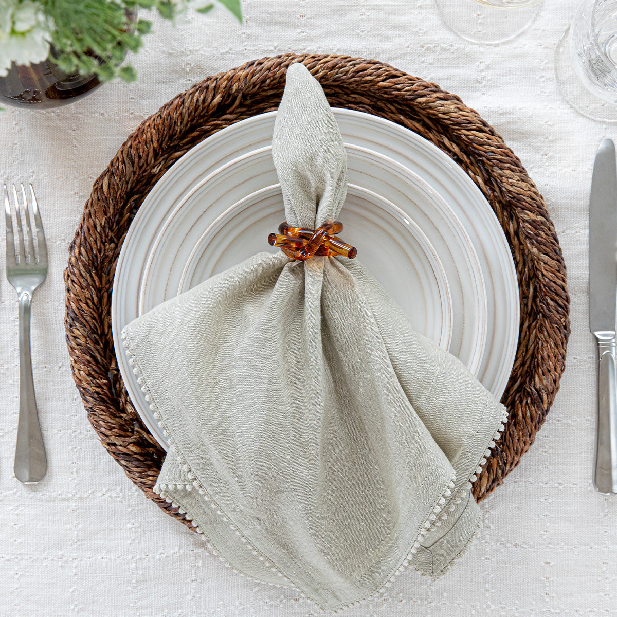 Berry Trim Linen Napkin