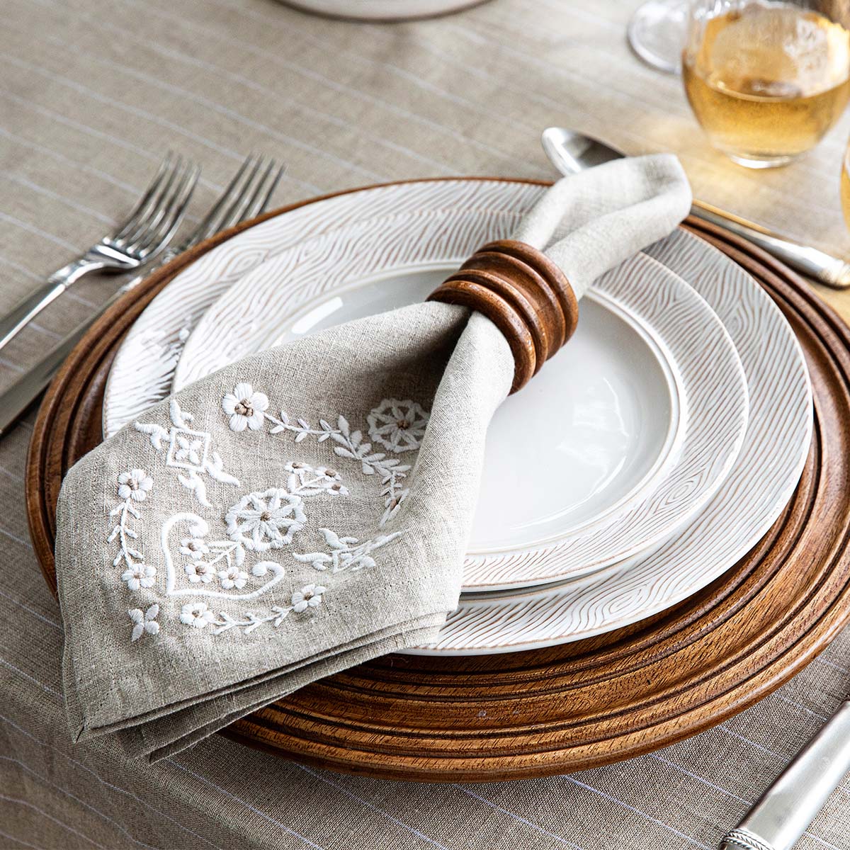 Heidi Natural Embroidered Napkin