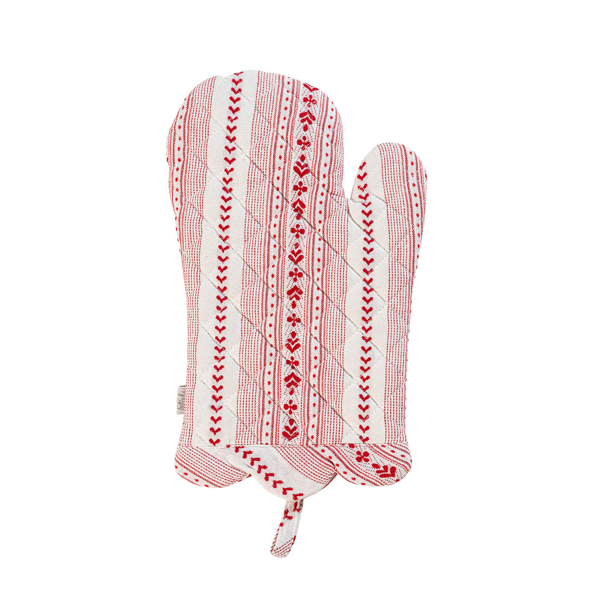 Villa Stripe Oven Mitt and Pot Holder - Red