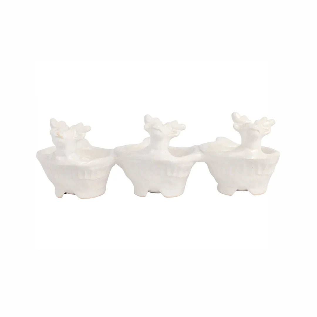 Pietra Natale Figural Deer Three-Part Server