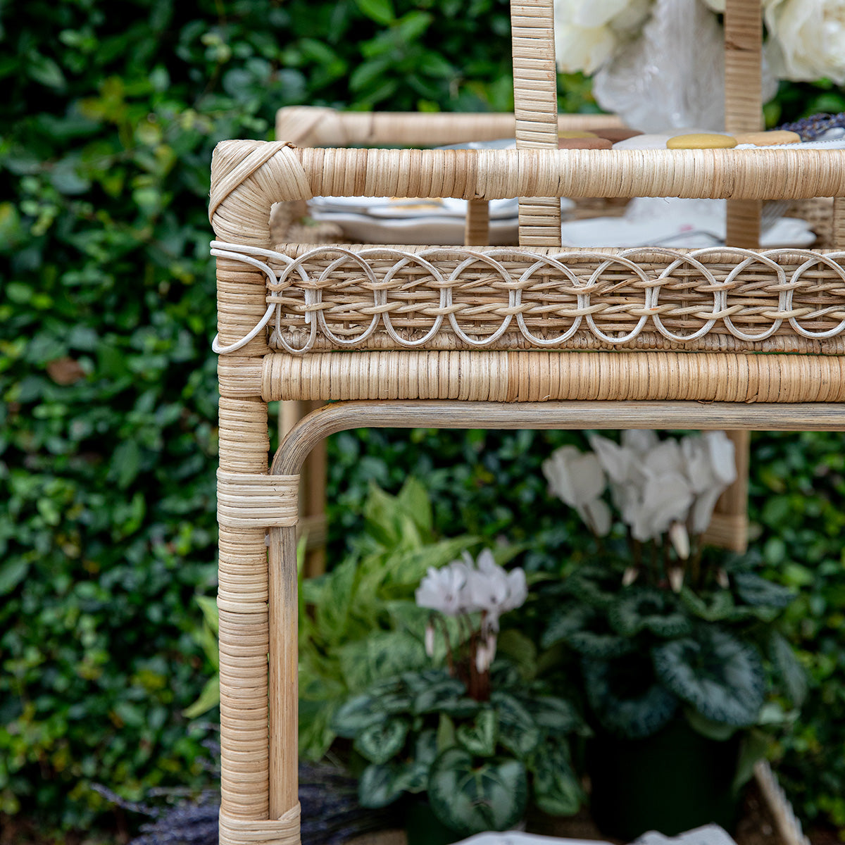 Provence Rattan Whitewash Bar Cart