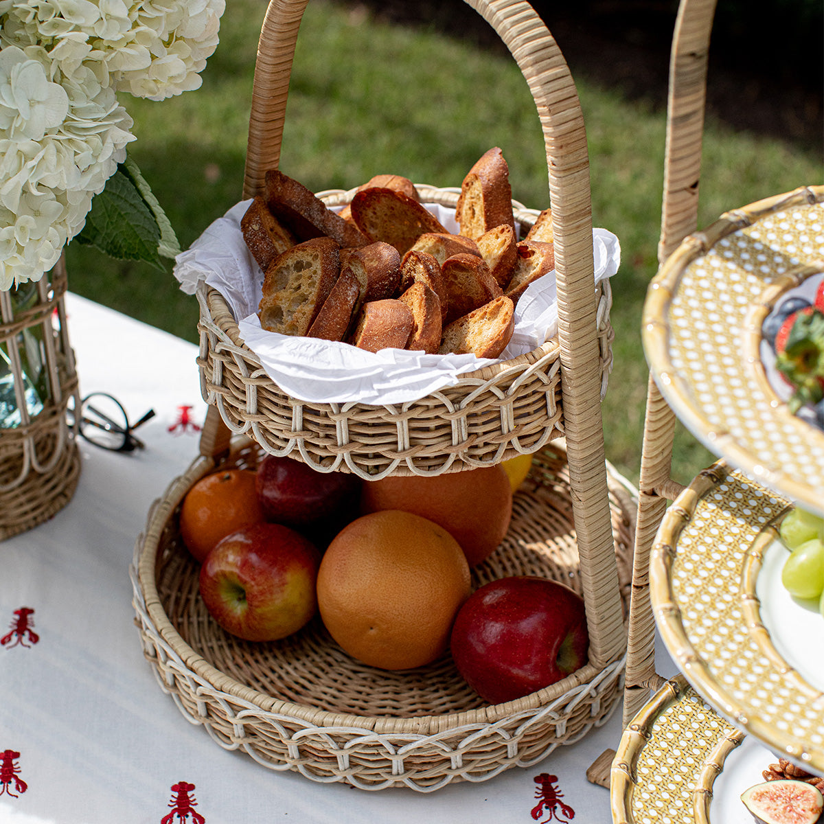 Provence Rattan Whitewash Two Tiered Server