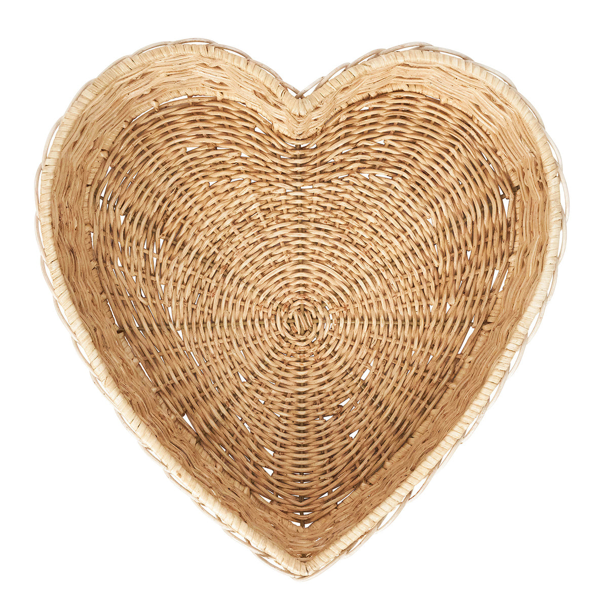 Provence Rattan 16" Heart Tray- Whitewash