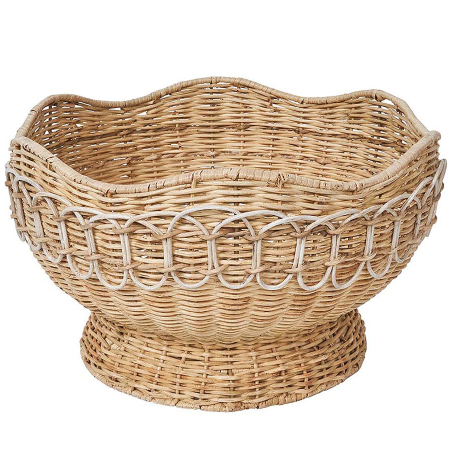 Provence Rattan Medium Gathering Basket- Whitewash