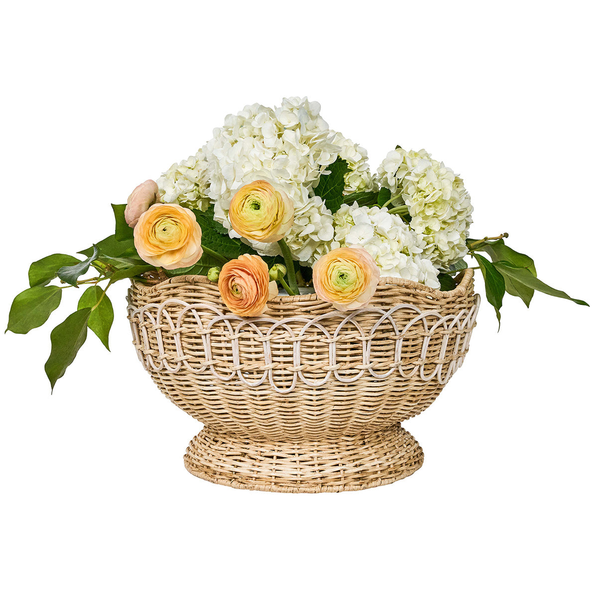 Provence Rattan Medium Gathering Basket- Whitewash