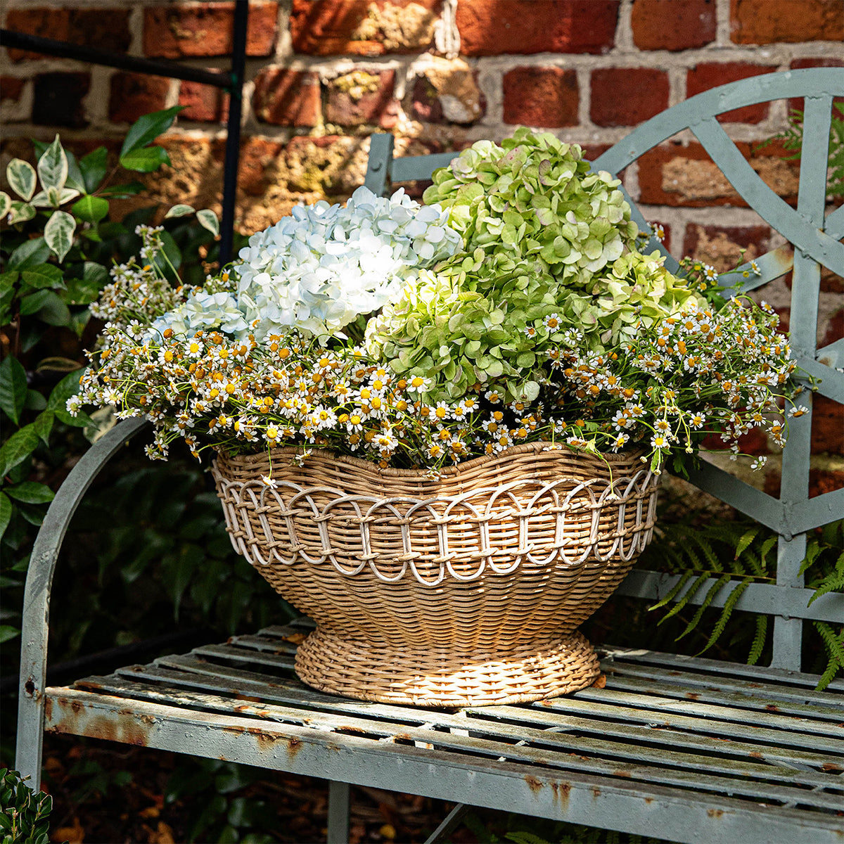 Provence Rattan Medium Gathering Basket- Whitewash