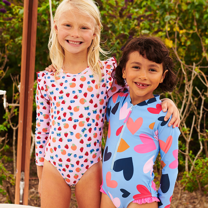 Girls Arden Suit - Multi Tossed Hearts