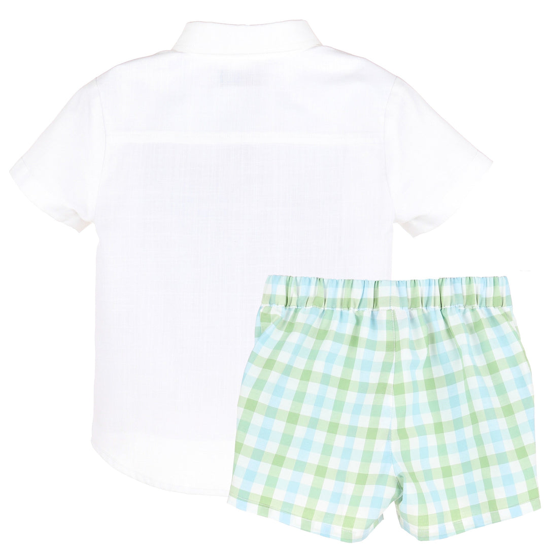 Blue & Green Pastel Plaid Short Set