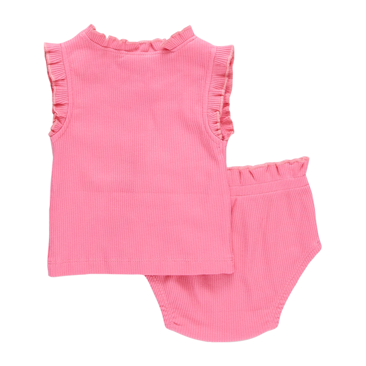 Baby Girls Organic Ruffle Rib 2 Piece Set - Confetti Pink