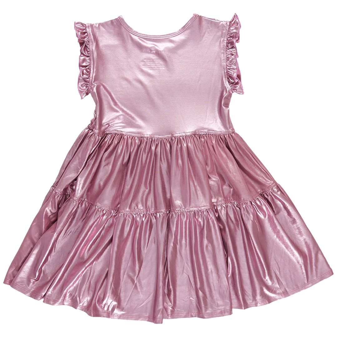 Girls Polly Dress - Light Pink Lame