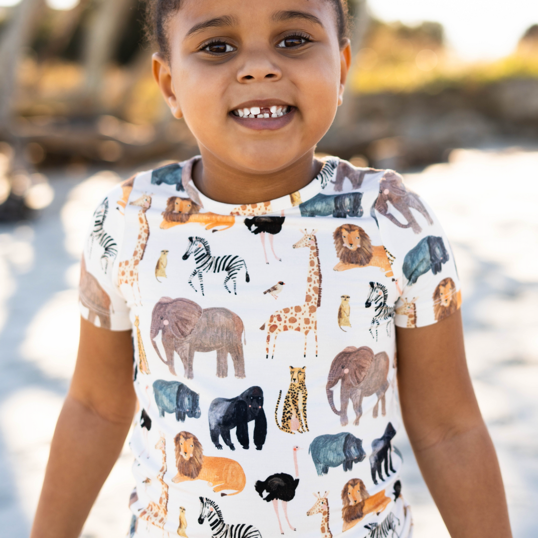 Kids Bamboo PJ Set - Animals of Africa