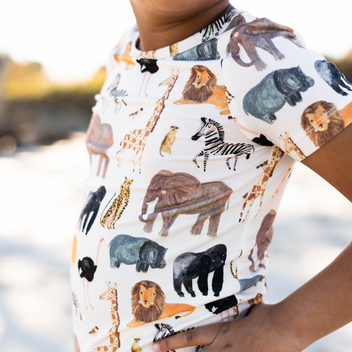 Kids Bamboo PJ Set - Animals of Africa