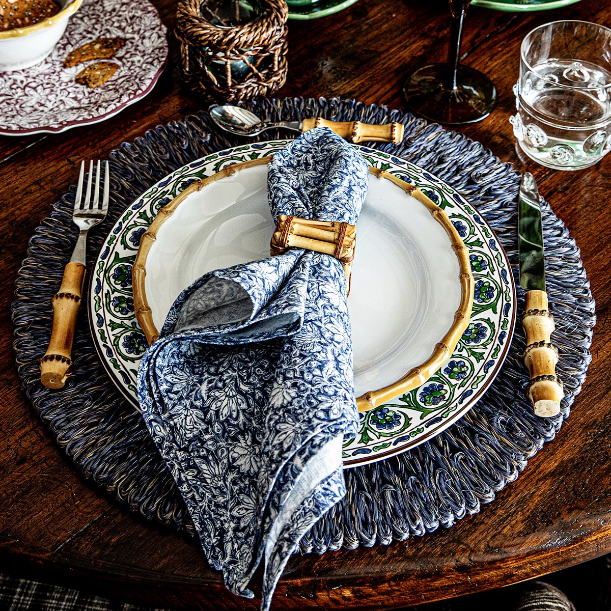 Veronica Bear Bohemian Vine Navy Napkin - Set of 4