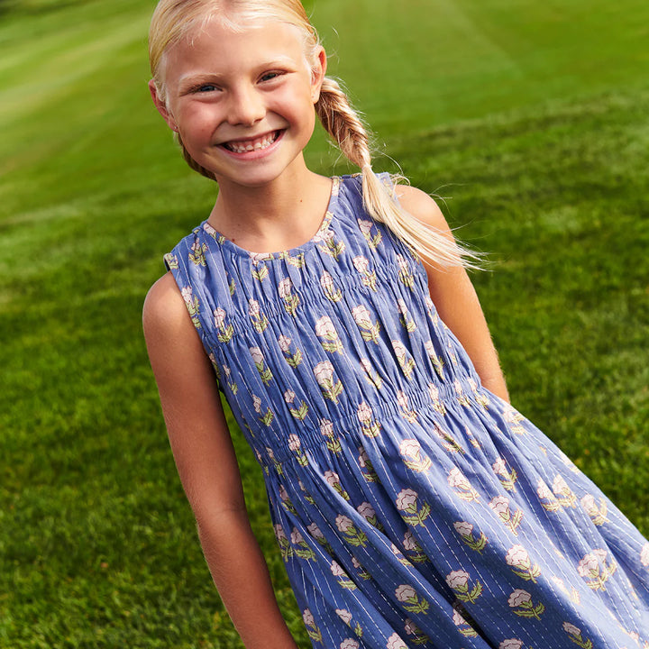 Girls Sleeveless Waverly Dress - Periwinkle Small Bud