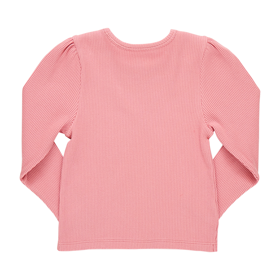 Girls Organic Camella Rib Top - Brandied Apricot