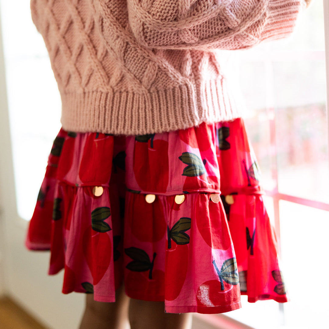 Girls Allie Skirt - Pink Apples