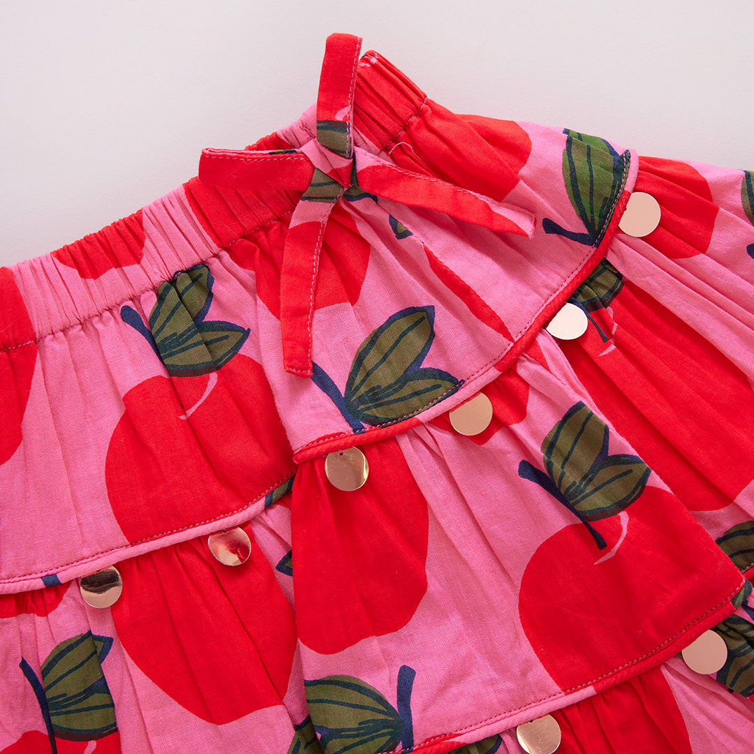 Girls Allie Skirt - Pink Apples