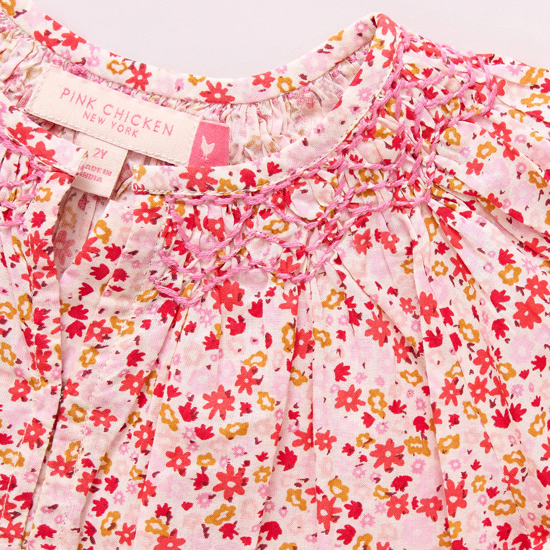 Girls Ava Top - Pink Mini Ditsy