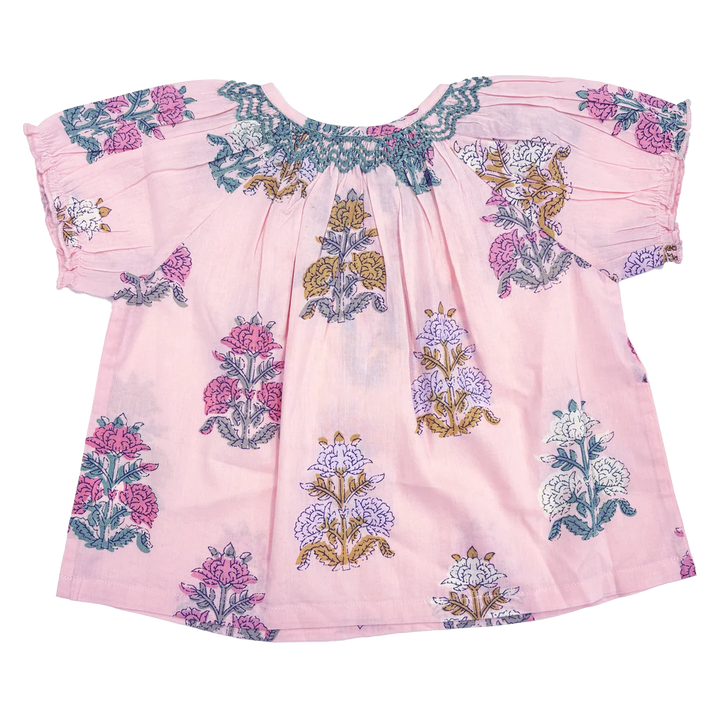 Girls Ava Top - Pink Flowerette