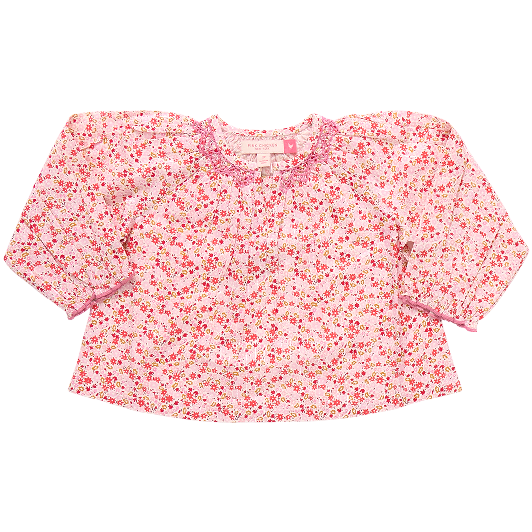 Girls Ava Top - Pink Mini Ditsy