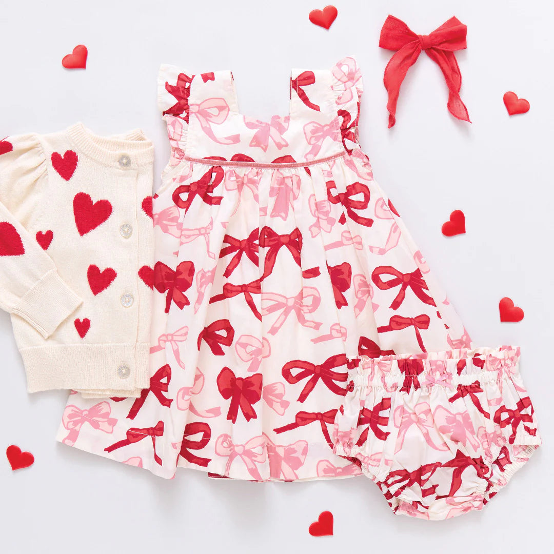 Baby Girls Camelia Dress Set - Valentines Bows