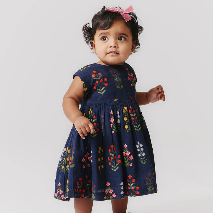 Baby Girls Marie Dress Set - Navy Field Floral