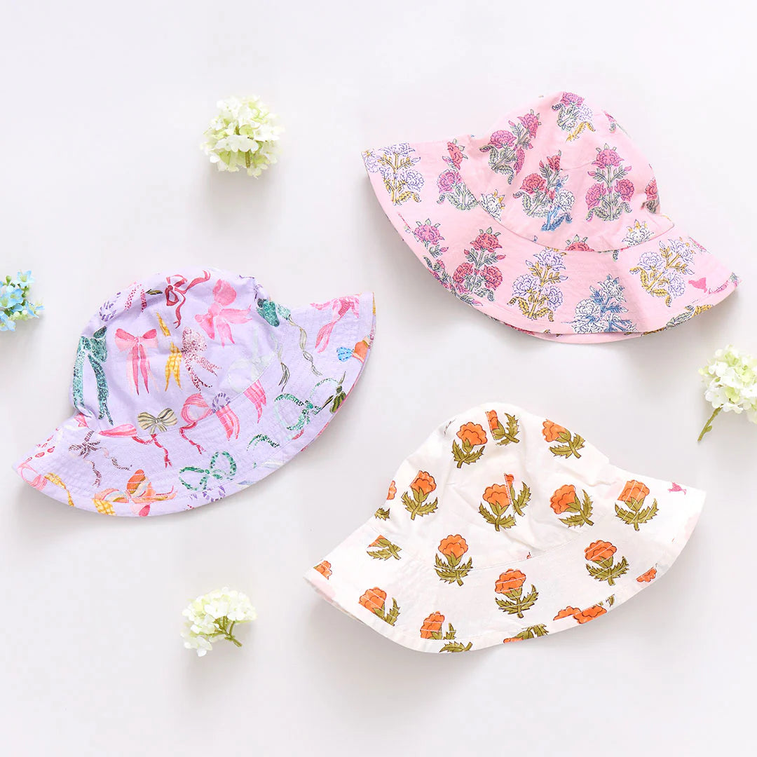 Baby Girls Sun Hat - Small Pink Flowerette