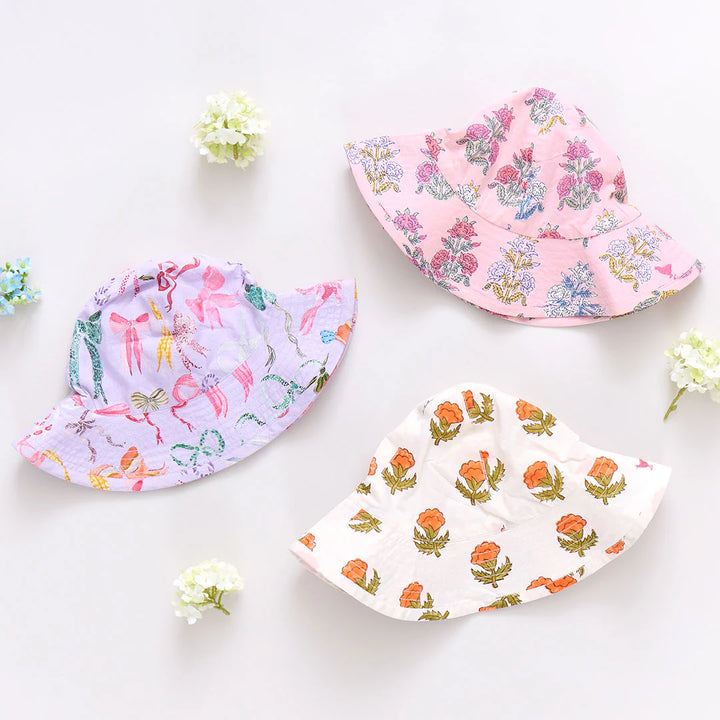 Baby Girls Sun Hat - Small Pink Flowerette