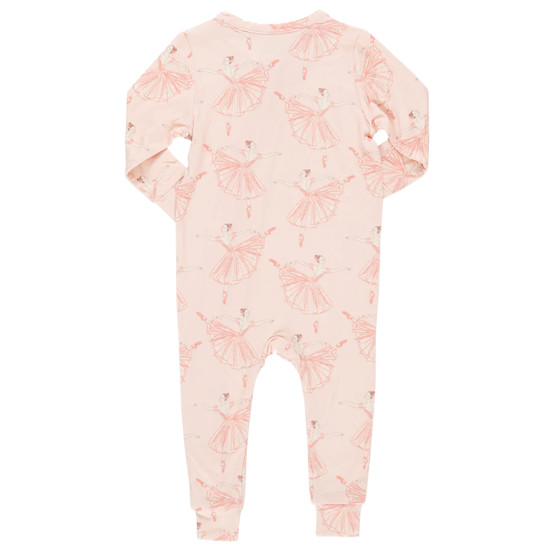 Baby Girls Ruffle Bamboo Romper - Pink Ballerinas