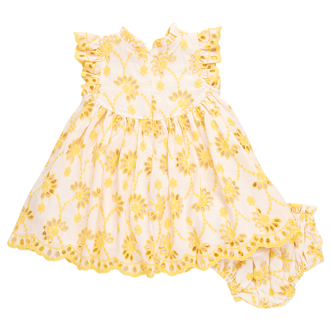 Baby Girls Cynthia Dres Set - Bright Yellow Eyelet