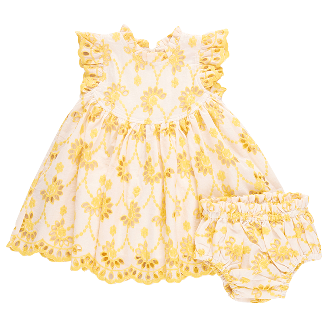 Baby Girls Cynthia Dres Set - Bright Yellow Eyelet