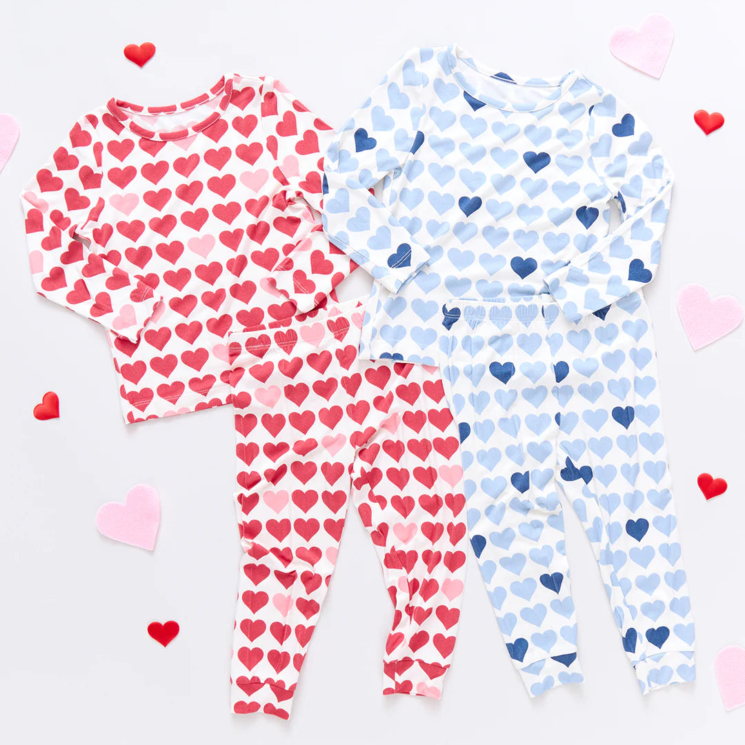 Kids Bamboo PJ Set - Tiny Hearts