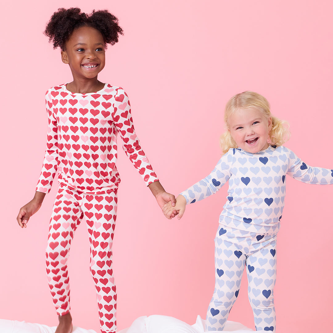 Kids Bamboo PJ Set - Tiny Hearts