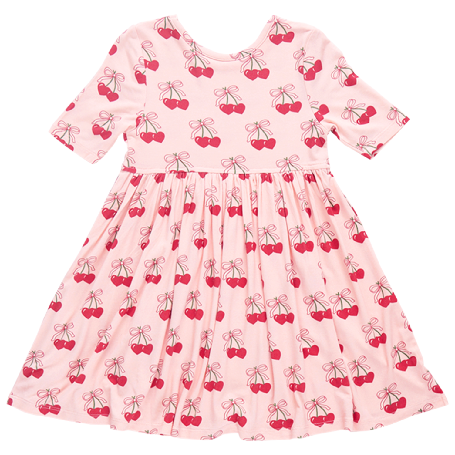 Girls Bamboo Steph Dress- Cherry Hearts