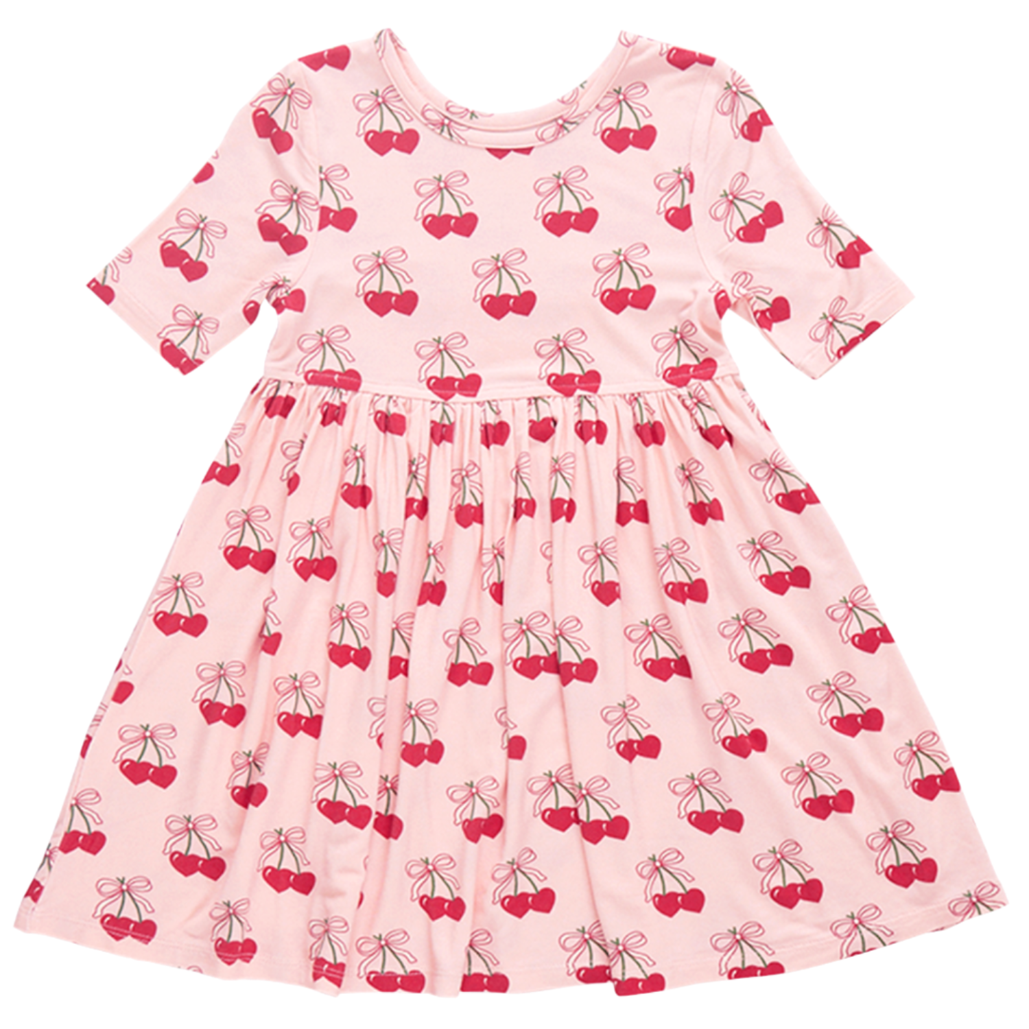 Girls Bamboo Steph Dress- Cherry Hearts