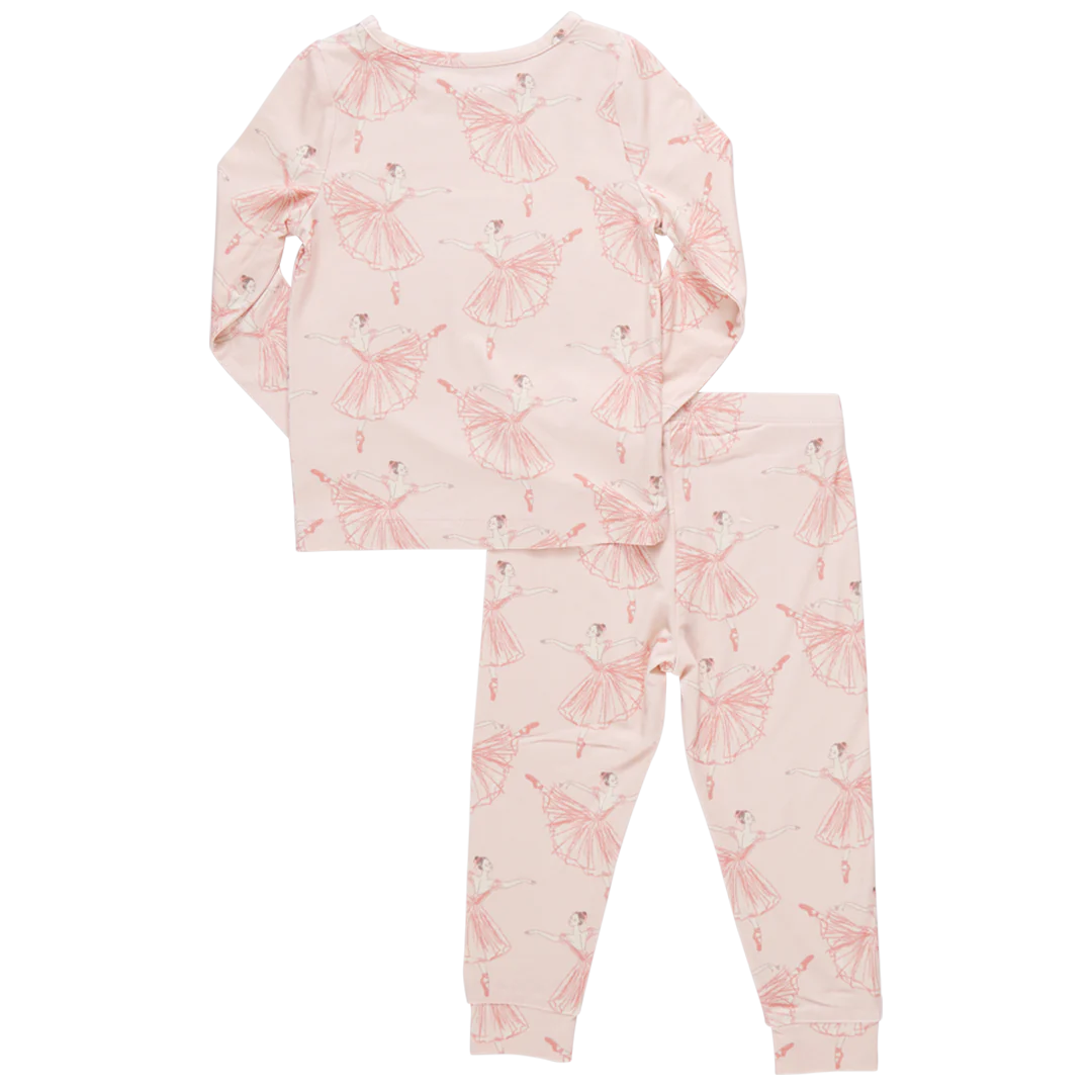 Kids Bamboo PJ Set - Pink Ballerinas