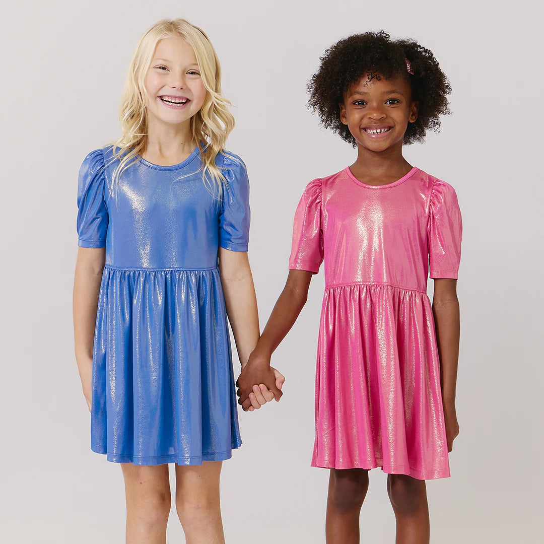 Girls Lame Laurie Dress - Pink