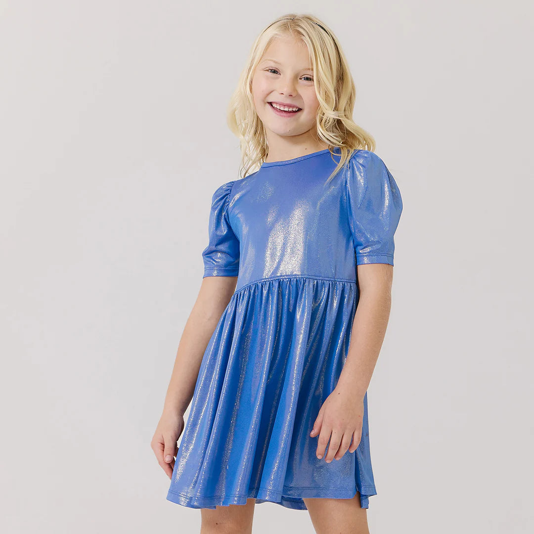 Girls Lame Laurie Dress - Blue