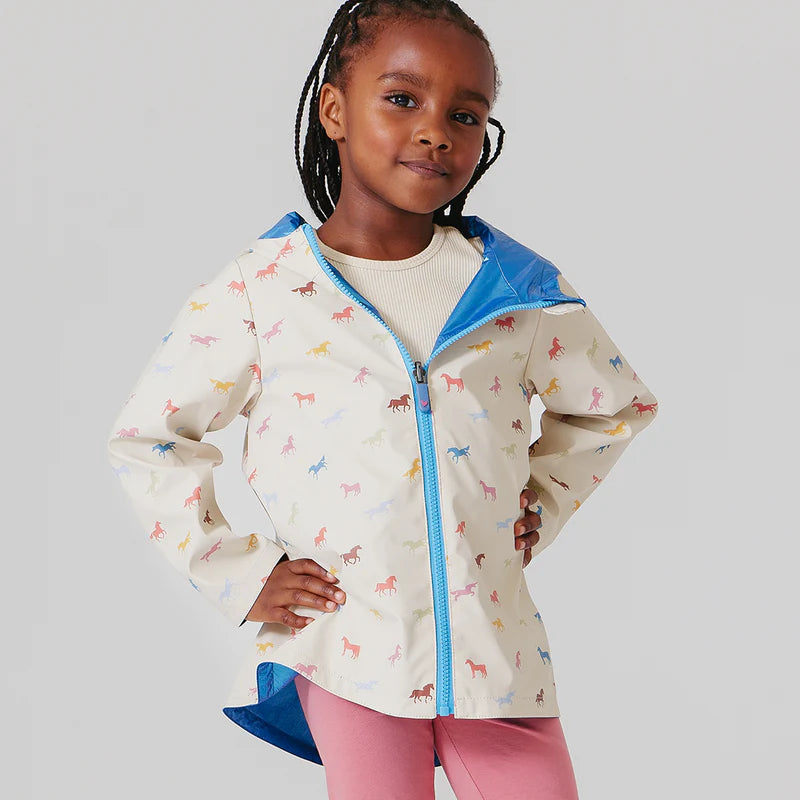 Girls Rafa Rain Coat - Blue Metallic