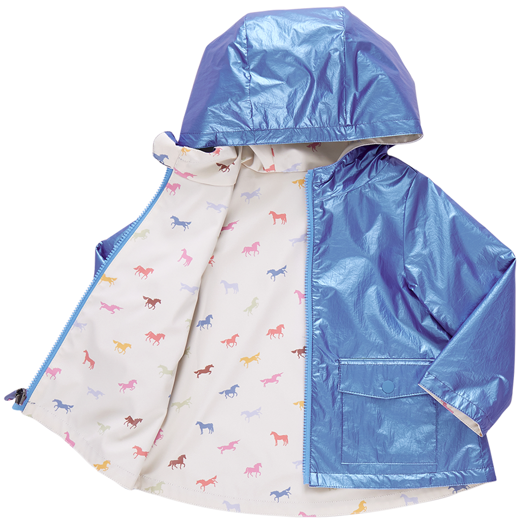 Girls Rafa Rain Coat - Blue Metallic